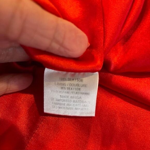 Cushnie 100% Silk Cold Shoulder Cape Sleeve Top Red Strappy Women's Size 6 - Picture 8 of 9